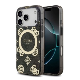 Funda Guess para iPhone 17 Pro – Colección Peony on 4G Background – Negro MagSafe