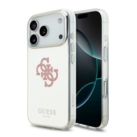 Funda Guess para iPhone 17 Pro – Colección Mirror Case con Gran Logotipo 4G Glitter – Rosa MagSafe