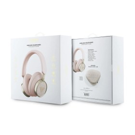 Auriculares Bluetooth Guess con Cancelación de Ruido (ENC) – Piel Sintética con Estuche y Logo 4G – Rosa Pastel