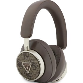 Auriculares Bluetooth Guess con Cancelación de Ruido (ENC) – Piel Sintética con Estuche y Logo 4G – Marrón