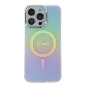 Funda Guess para iPhone 15 Pro Max – Colección Iridescent con MagSafe – Turquesa Tornasol