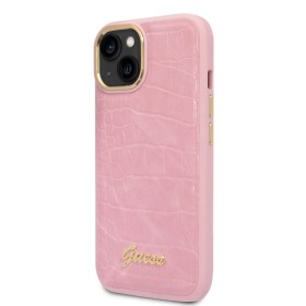 Funda Guess iPhone 14/13 Rosa Croco | Botones Metálicos
