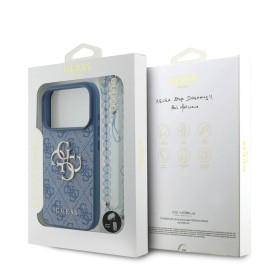 Funda Guess iPhone 17 Pro  Azul | Correa Perlas y Logo Metálico | Mayorista