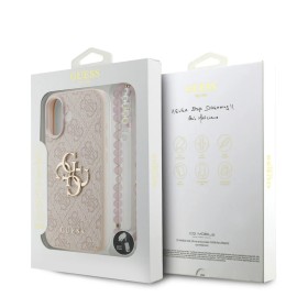 Funda Guess iPhone 17 Rosa | Correa Perlas y Logo Metálico | Mayorista