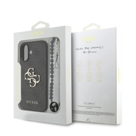 Funda Guess iPhone 17 Negro | Correa Perlas y Logo Metálico | Mayorista