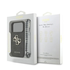 Funda Guess iPhone 17 Pro Negro | Correa Perlas y Logo Metálico | Mayorista